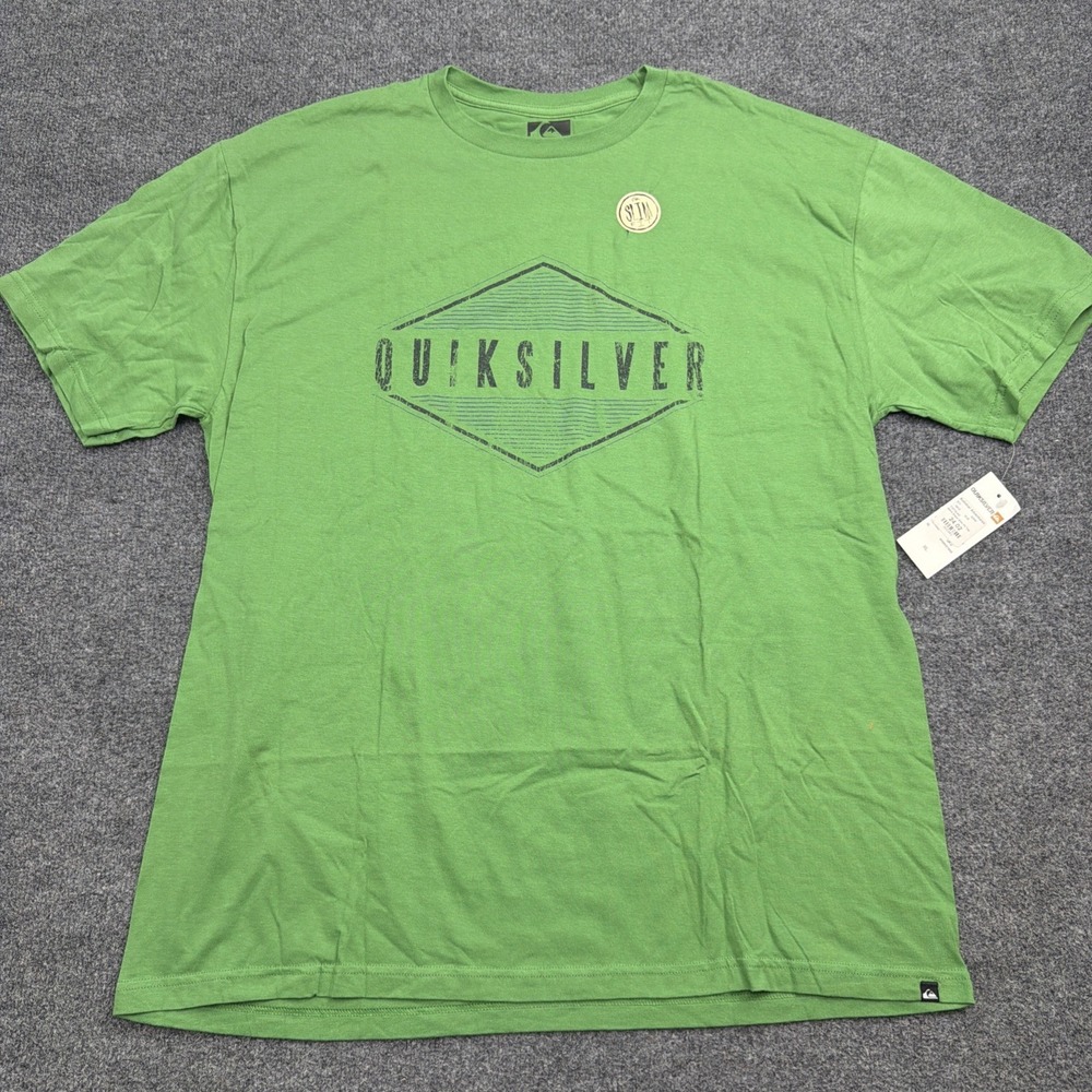 NWT Quiksilver Men's XL Basic Slim Fit Graphic T-Shirt Green Logo